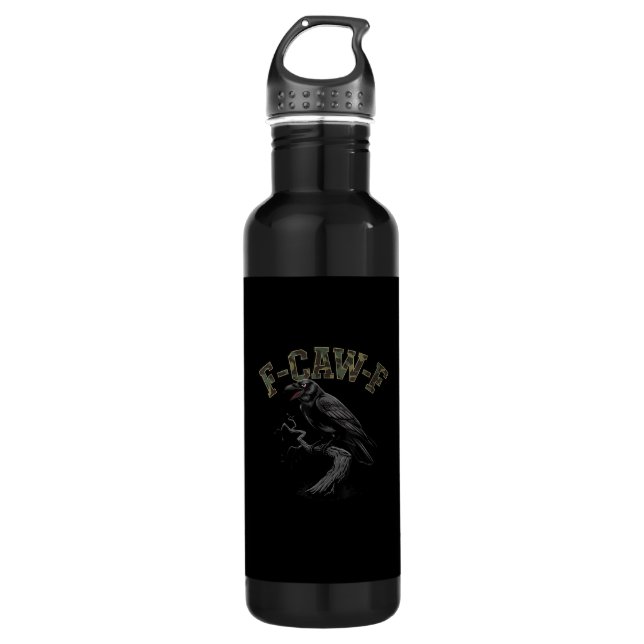 Crow F-Caw-F Funny Bird Stainless Steel Water Bottle (Front)