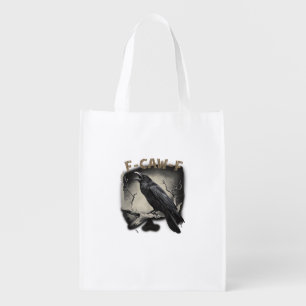 Crow, F-Caw-F Funny Bird Vintage Style Grocery Bag