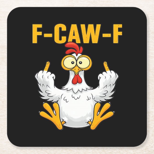 Crow F-Caw-F Funny Humor Gothic Square Paper Coaster (Front)