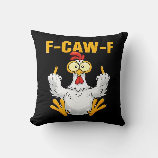 Crow F-Caw-F Funny Humor Gothic Throw Pillow (Front)