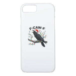 Crow F-Caw-F Funny Retro Christmas Lights Santa Ha iPhone 8/7 Case