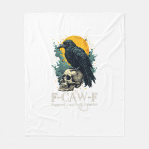 Crow F-Caw-F Funny Skull Moon Design Fleece Blanket