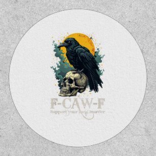 Crow F-Caw-F Funny Skull Moon Design Patch