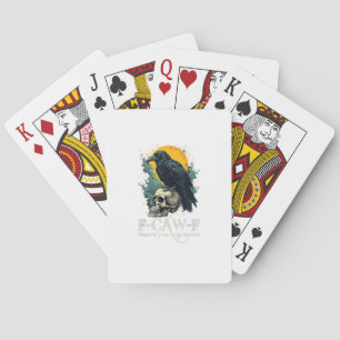 Crow F-Caw-F Funny Skull Moon Design Poker Cards