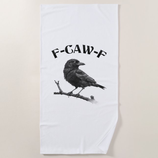 Crow F-CAW-F Halloween Beach Towel (Front)