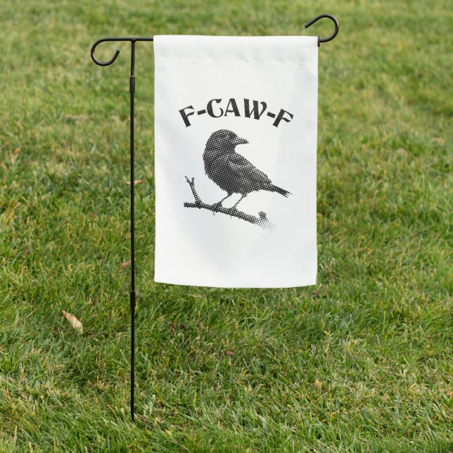 Crow F-CAW-F Halloween Minimalist Garden Flag (In SItu)