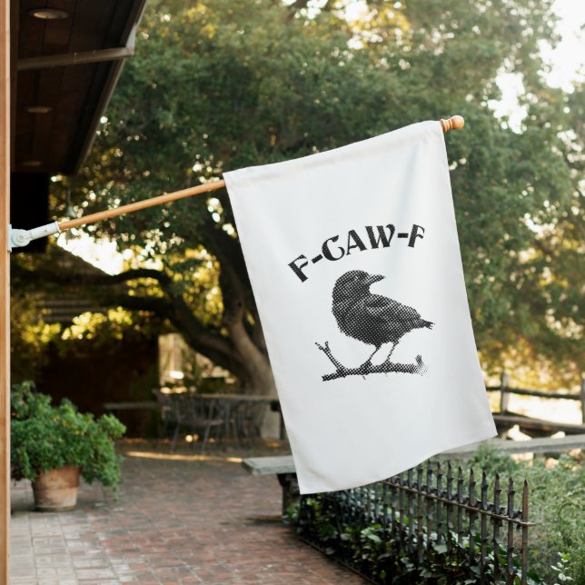 Crow F-CAW-F Halloween Minimalist House Flag (In SItu)