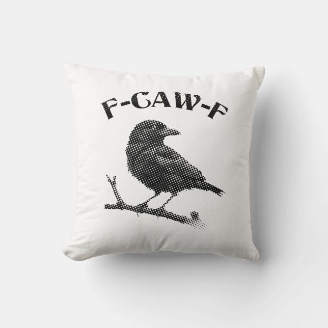 Crow F-CAW-F Halloween Throw Pillow (Front)