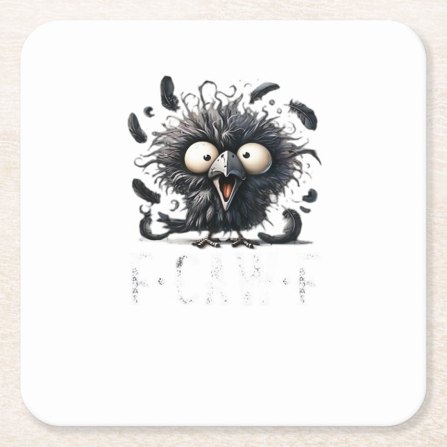 Crow F-Caw-F Square Paper Coaster (Front)
