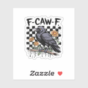 Crow Flowral, F-Caw-F Funny Bird FCAWF Moon Gothic Sticker