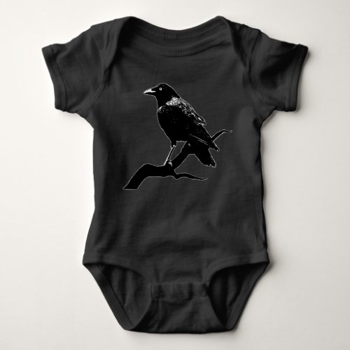 Crow for dark backgrounds baby bodysuit