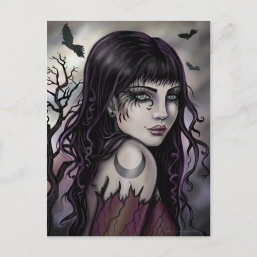 Crow Girl Fantasy Art by Molly Harrison Postcard