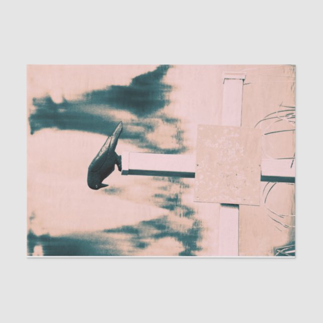 Crow Gothic Beige Green Art Decoupage Tissue Paper (Front)