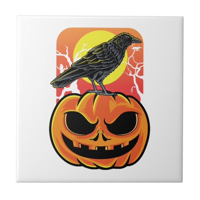Crow Halloween Bird Watcher Gift Ceramic Tile (Front)