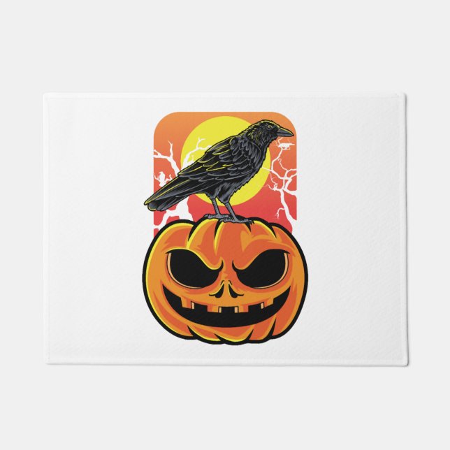 Crow Halloween Bird Watcher Gift Doormat (Front)