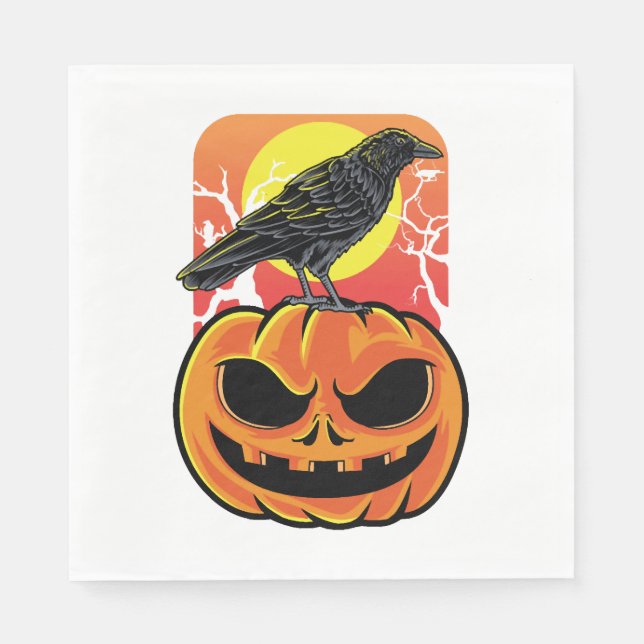 Crow Halloween Bird Watcher Gift Napkins (Front)