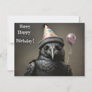 Crow happy birthday postcard
