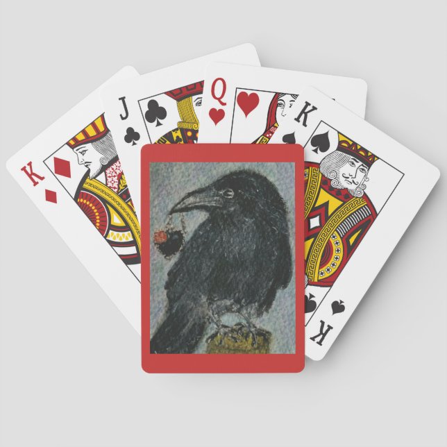 Crow Heart Necklace watercolour playing cardsome Poker Cards (Back)