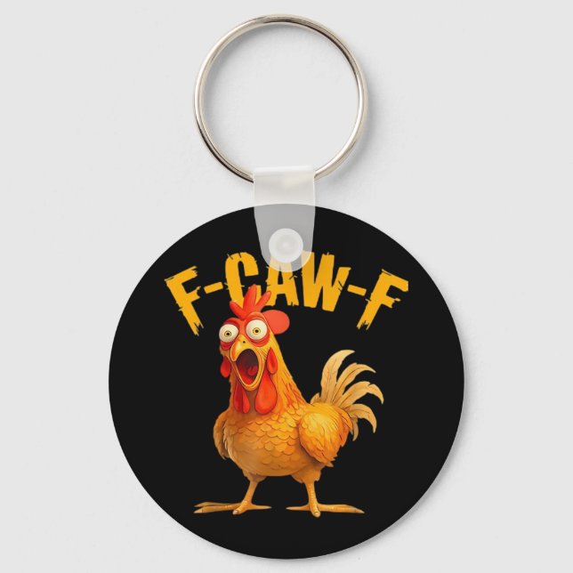 Crow Humor F-Caw-F Gothic Funny Retro Cool Keychain (Front)