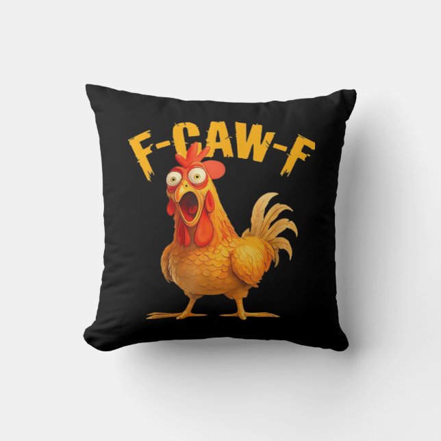 Crow Humor F-Caw-F Gothic Funny Retro Cool Throw Pillow (Front)