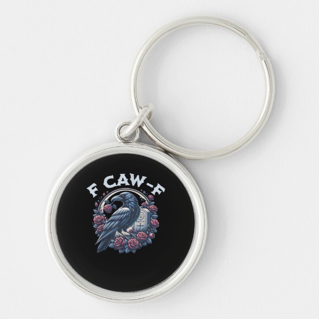 Crow Humorous F-Caw-F Graphic For Men Women Retro  Keychain (Front)