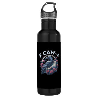 Crow Humorous F-Caw-F Graphic For Men Women Retro Stainless Steel Water Bottle