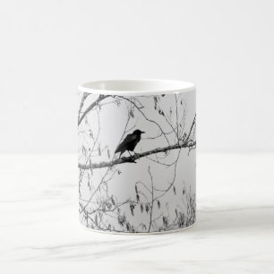 Crow in a Birch Tree Coffee Mug