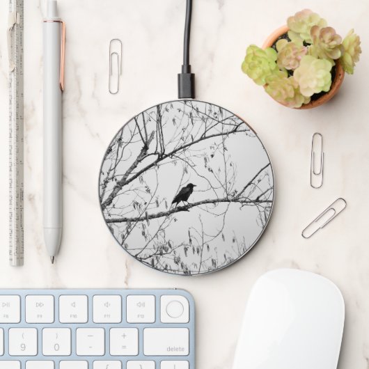 Crow in a Birch Tree Wireless Charger (Desk)