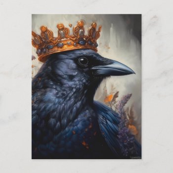 Crow In A Crown Postcard by angelandspot at Zazzle