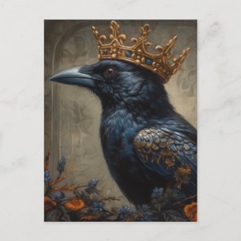 Crow In A Gold Crown Postcard by angelandspot at Zazzle