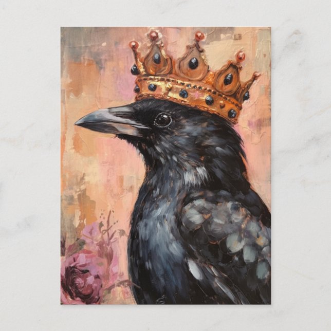 Crow in a Gold Crown Postcard (Front)