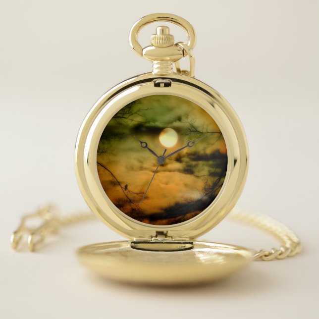 Crow In A Moody Sky Pocket Watch (Inside)