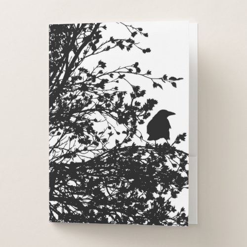 Crow in a tree pocket folder