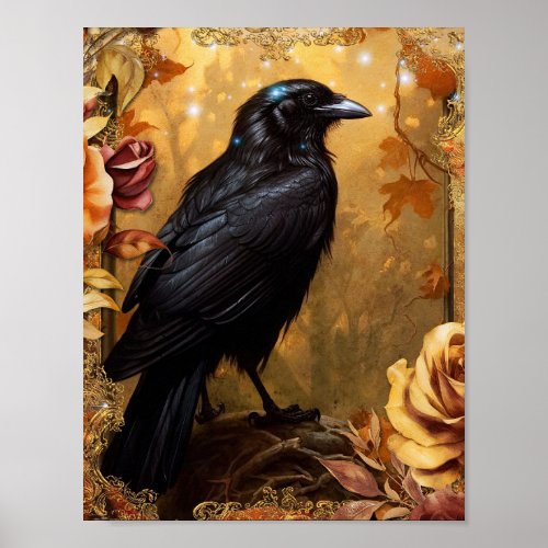 Crow in Autumn Poster