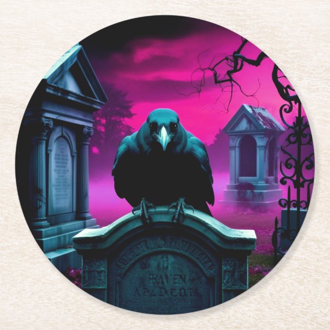 Crow in Cemetery Coaster (Front)