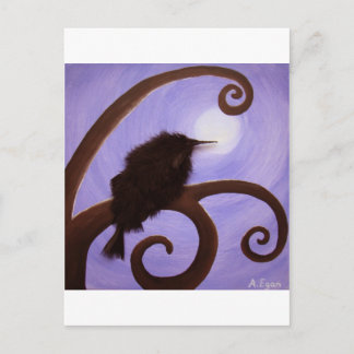 Crow in moonlight postcard