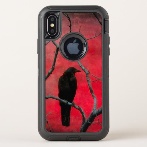 Crow In The Deep Red OtterBox Defender iPhone X Case