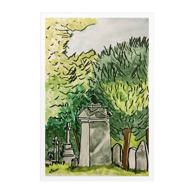 Crow in the Graveyard Acrylic Print (Front)