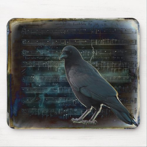 Crow In The Music Mouse Pad