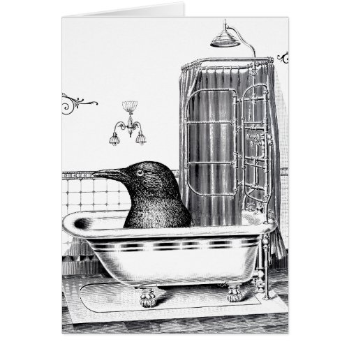 Crow in Vintage Bath Tub