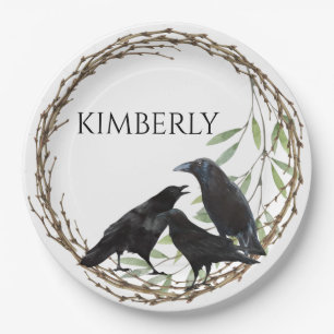 Crow Love Birds Paper Plates