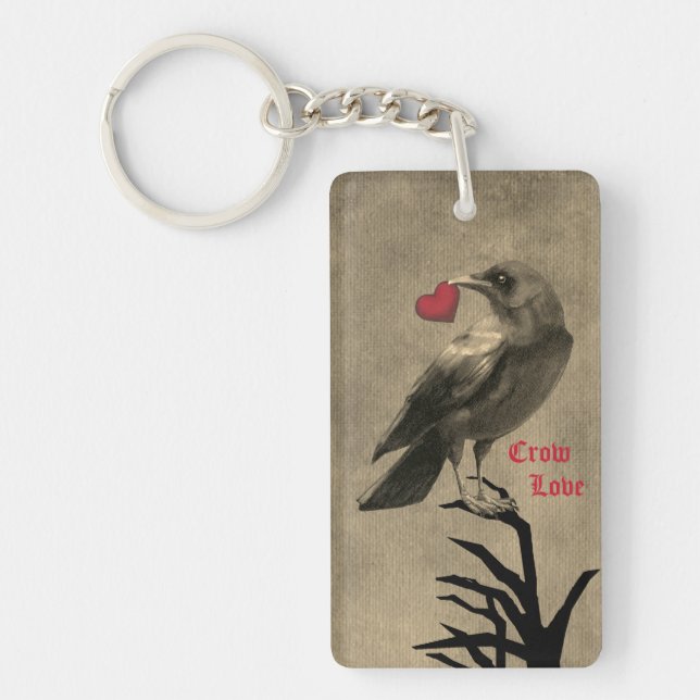 Crow Love Double-Sided Keychain (Front)