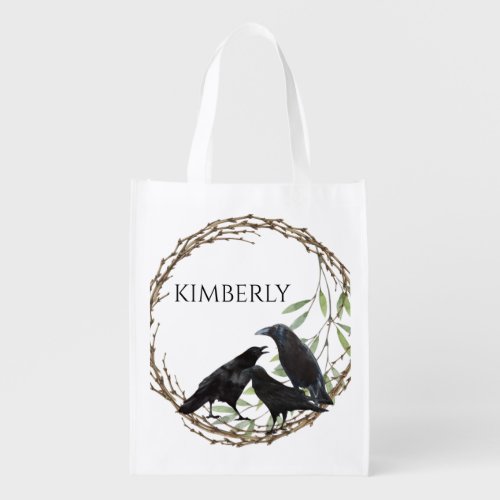 Crow love  grocery bag