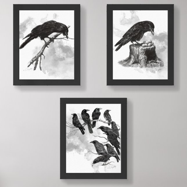 Crow Lovers Dream - Feed the Crows  Wall Art Sets (Front)