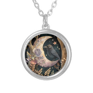 Crow Moon   Silver Plated Necklace