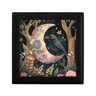 Crow Moon Wooden Jewelry Box