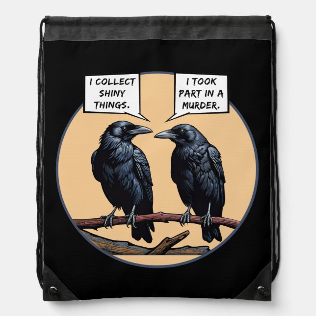Crow Murder Funny Comic Drawstring Bag (Front)