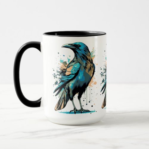 Crow Mystic _ Black Raven Illustration _ Crow Mug