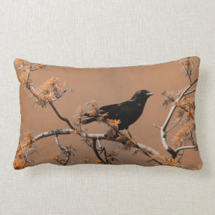 Crow Of Spring Throw Pillow