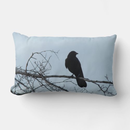 crow On Branch Throw Pillow